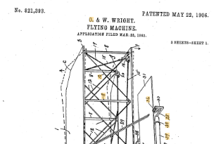 US Patent No. 821,393 — Flying Machine by O. and W. Wright, granted May 22, 1906